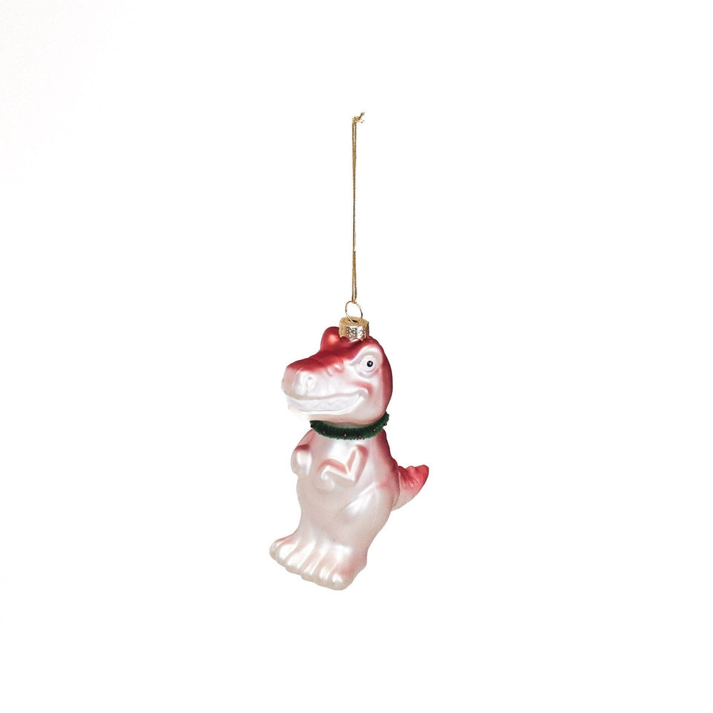 Witte dinosaurus kerstbal