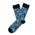 Socken mit Dackeln im Hotdog-Brötchen