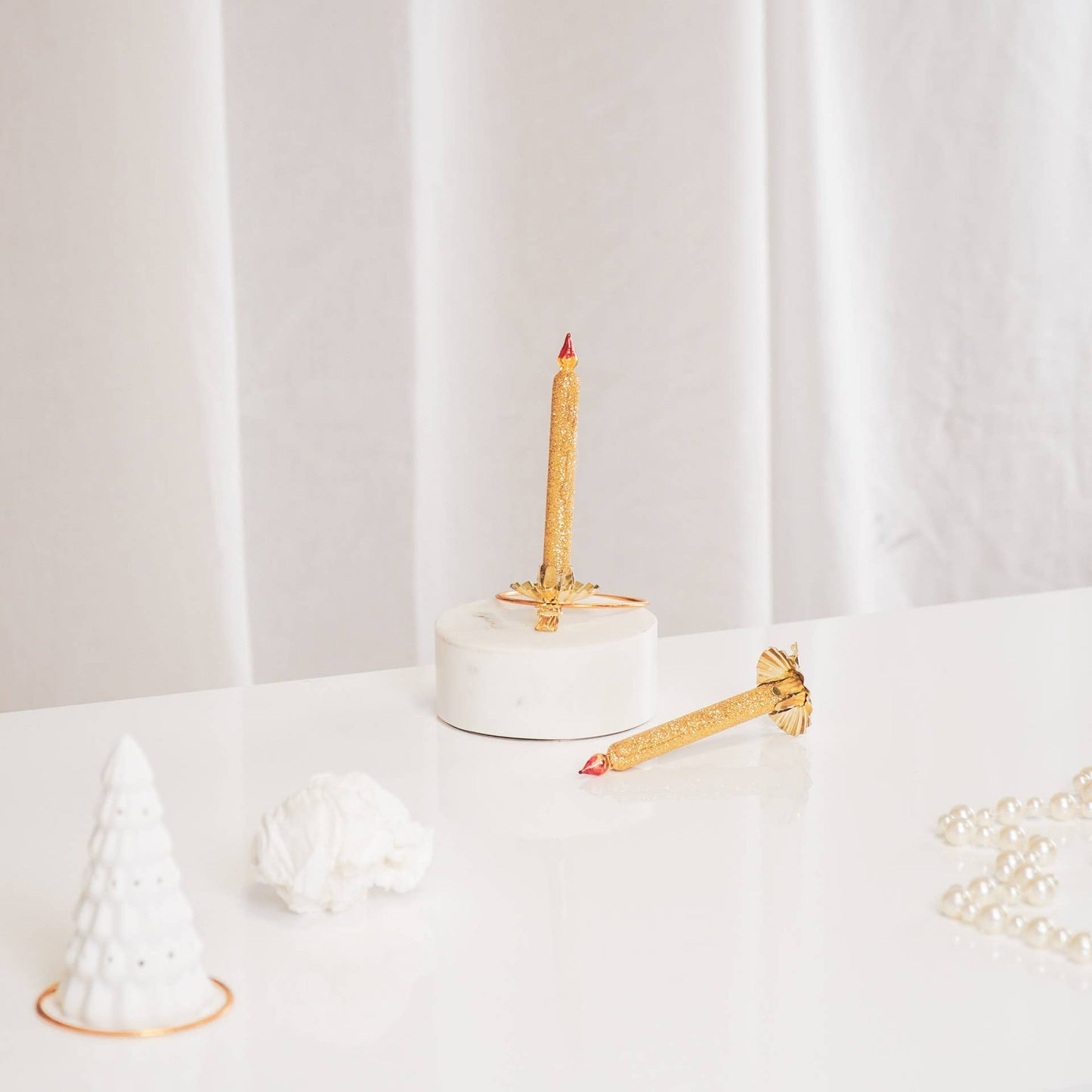 UV incandescent candle, Christmas decoration, glass, 4 x 4.5 x 13 cm