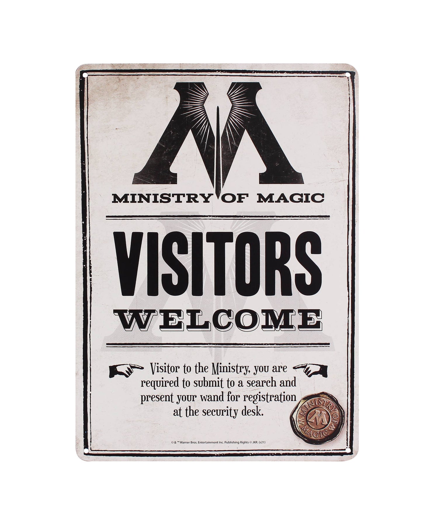 Plaque décorative en métal Harry Potter - Ministère de la Magie