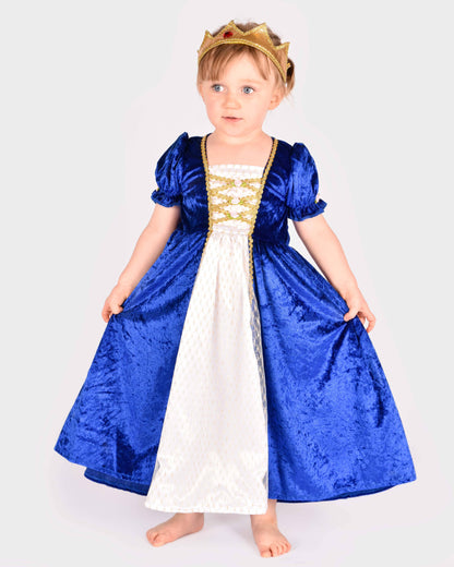 Princess dress in blue velvet size 122-128 cm for children aged 6 to 8