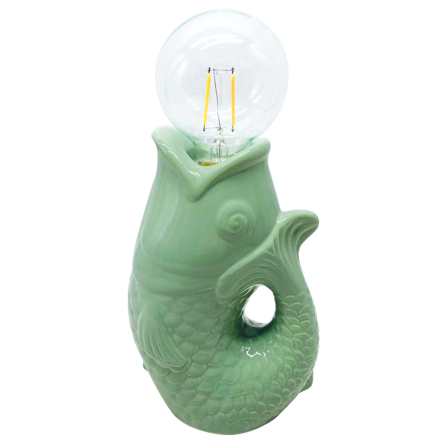 Déco LED poisson matcha à piles L13,5 P8,2 H27cm