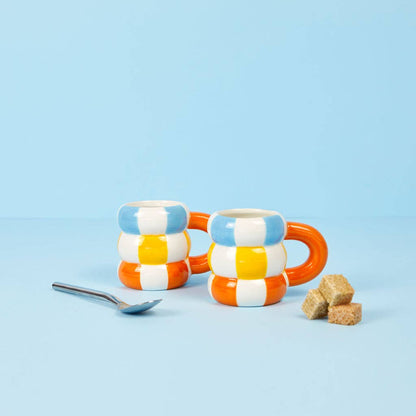 Floats coffee cup set, orange, 2 x 75 ml, ceramic