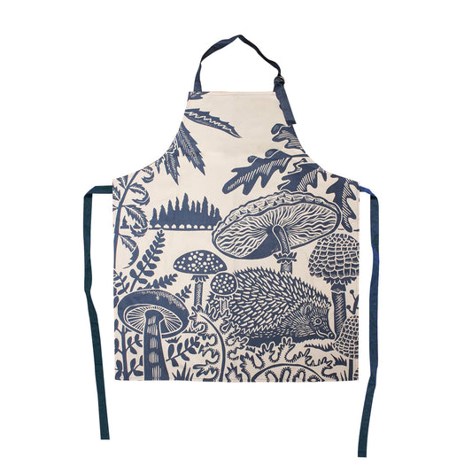 Recycled Cotton Apron Mushroom Hedgehog Blue