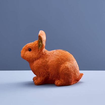 Lapin économe, résine polyuréthane orange, 21 x 11 x 16 cm