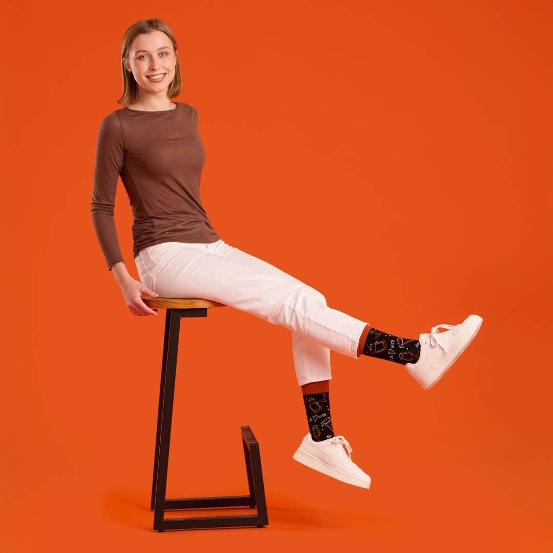 Fun unisex seamless cotton SOCKS BEER print