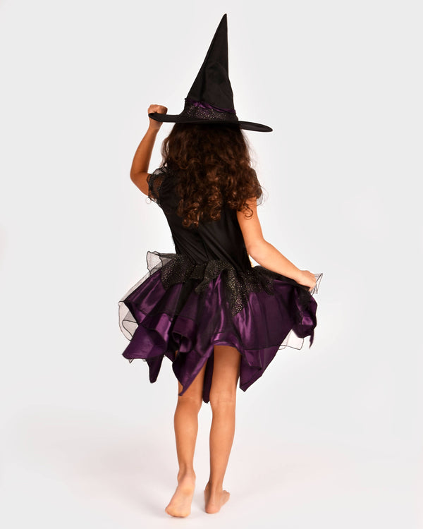 Deluxe Witch Costume with Hat for 5-7 Years (Size 122-128 cm)