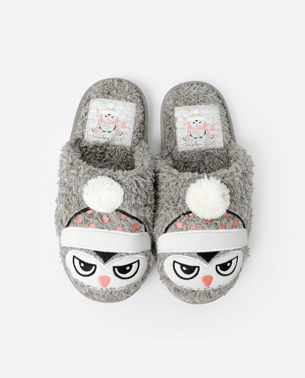 Women's Slippers - "Winter Owl"