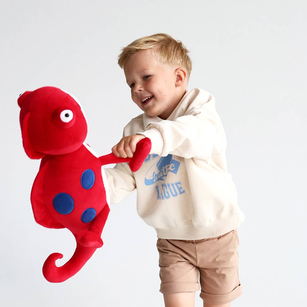Peluche Caméléon rouge 30 cm