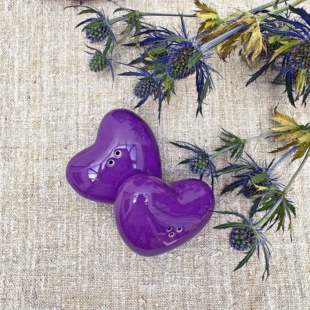 Purple heart salt and pepper set W7 D6.5 H2cm