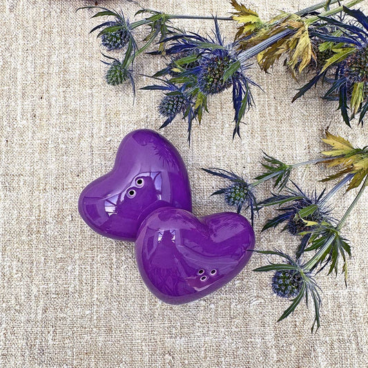 Purple heart salt and pepper set W7 D6.5 H2cm