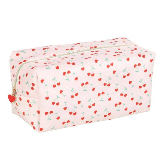 Heart-shaped cherry makeup bag