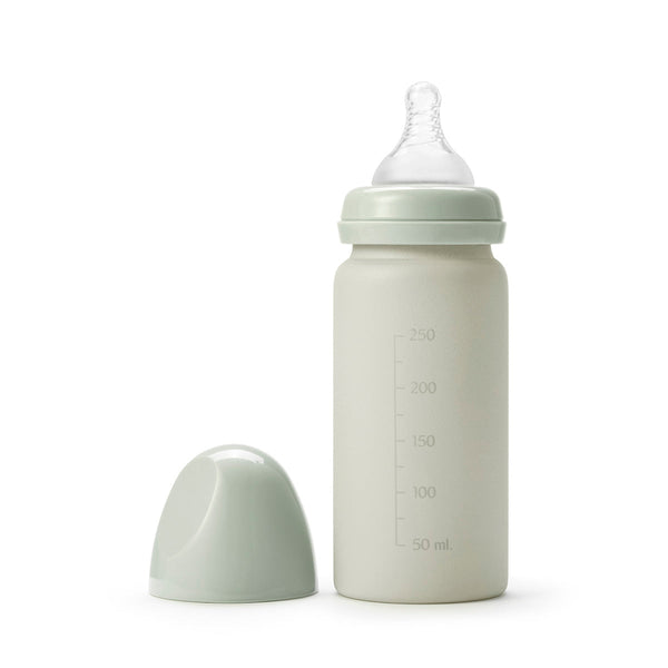 Green mineral glass bottle