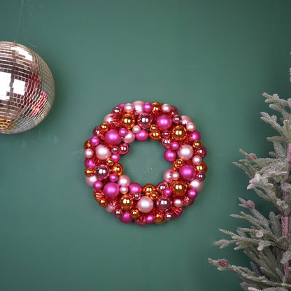 Couronne de Noël - Boules de Noël - Rose/Orange