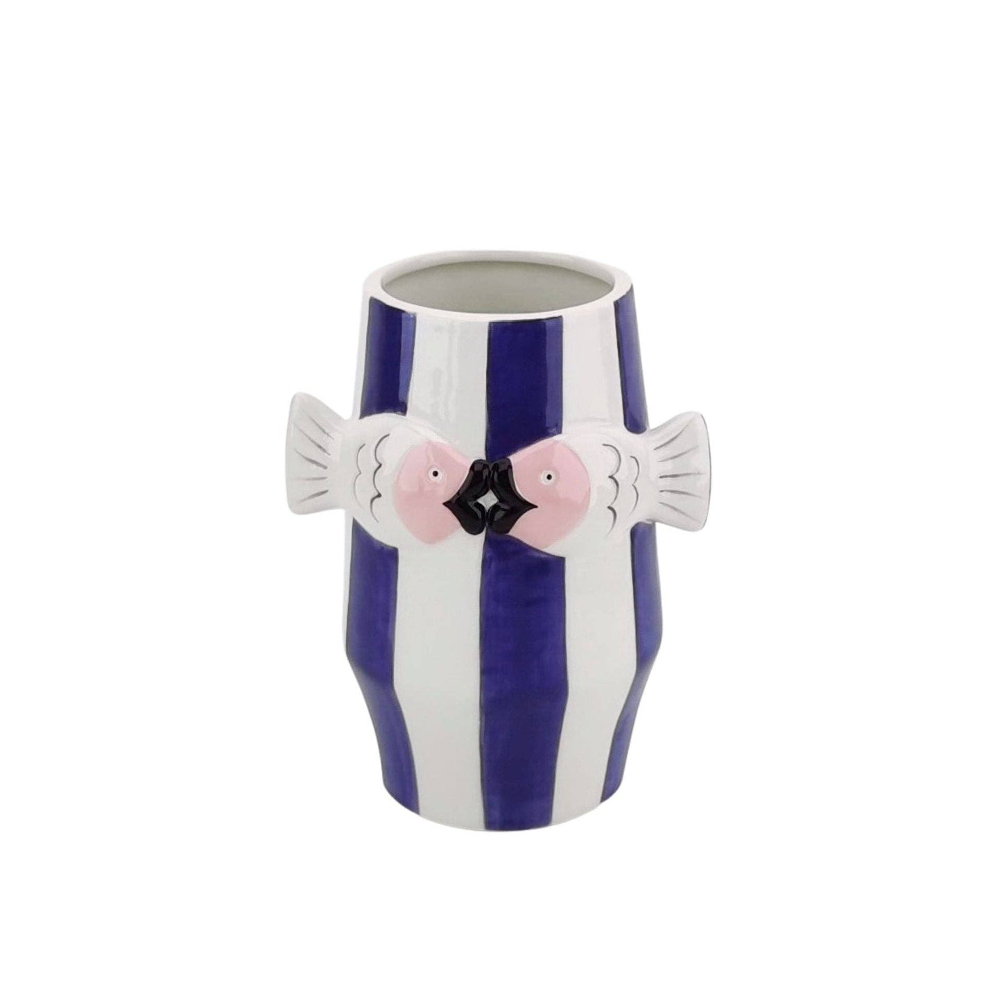 Vase - Fish Flower Vase - Blue/White/Pink - 14x11.5x18.5cm