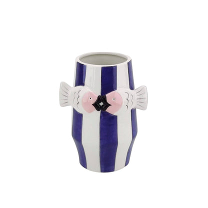 Vase - Fish Flower Vase - Blue/White/Pink - 14x11.5x18.5cm