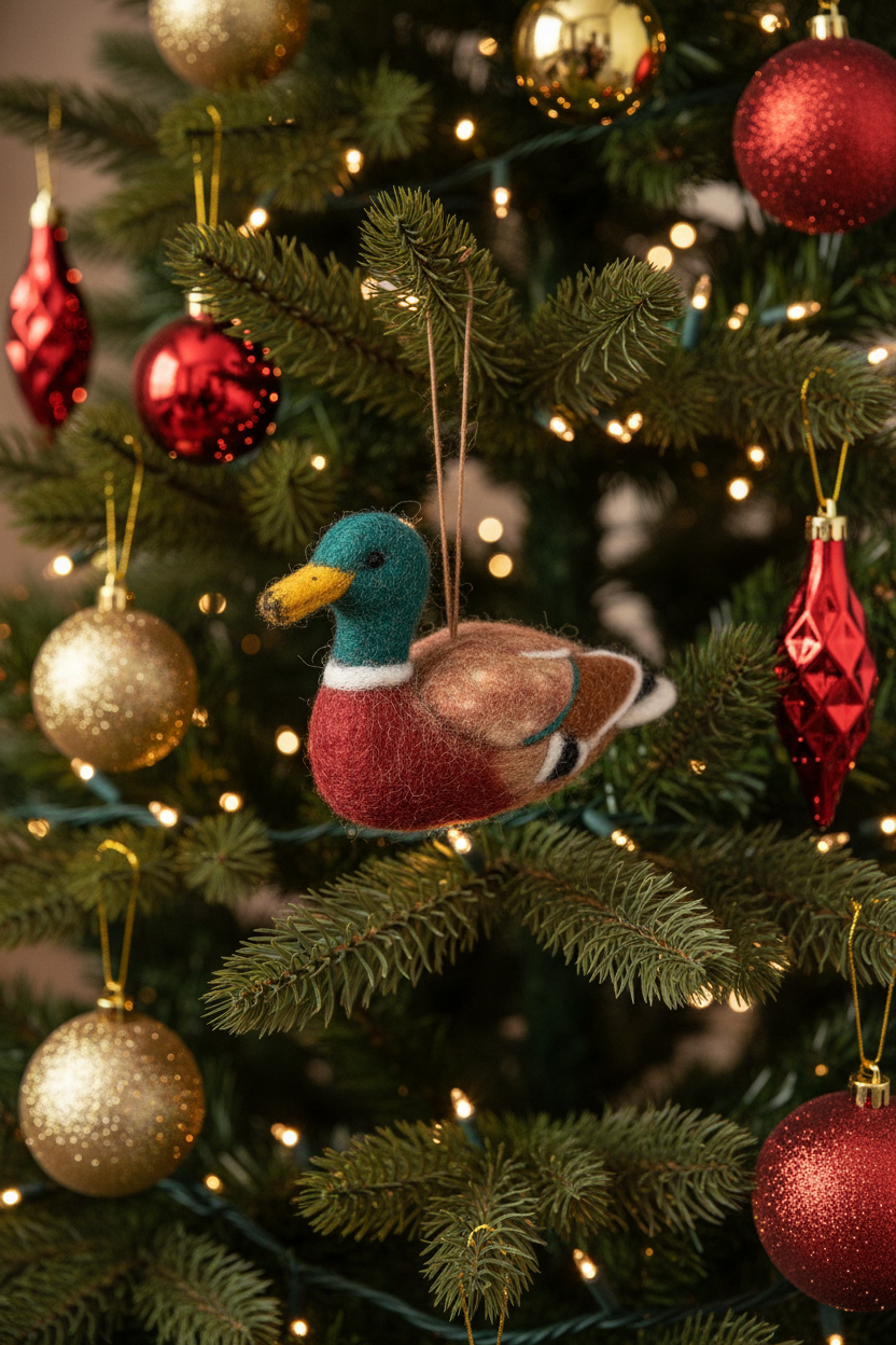 Maddox the Mallard Duck Felt Christmas Ball