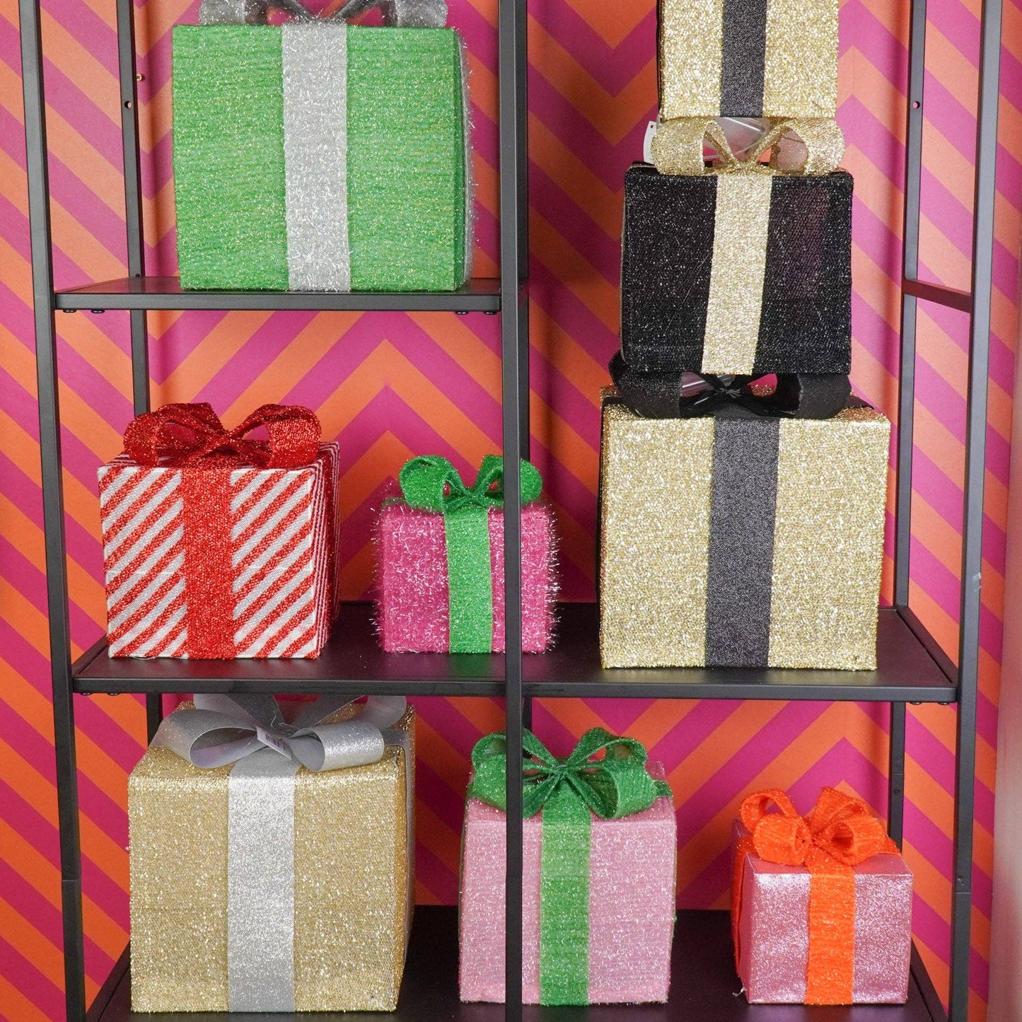 LED Christmas Gift - S3 - Polystyrene - Black/Gold - 15/20/25 cm