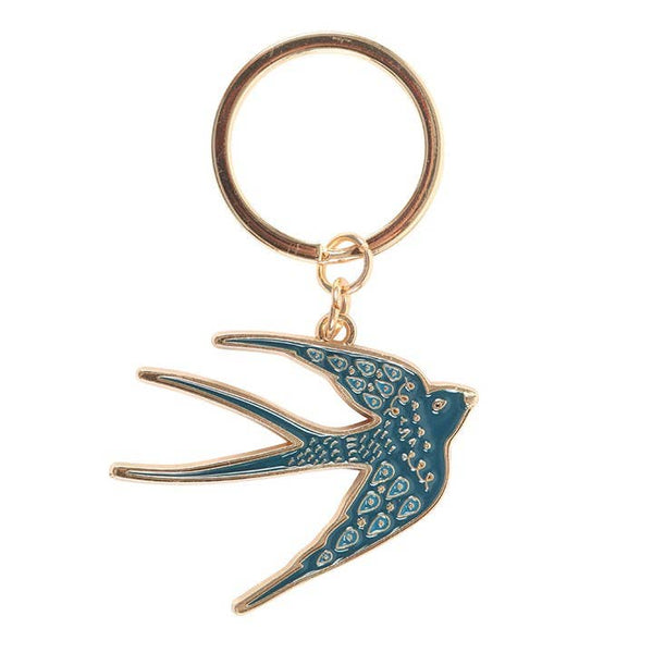 Sleutelhanger met zwaluwmotief: Spreid je vleugels blauw