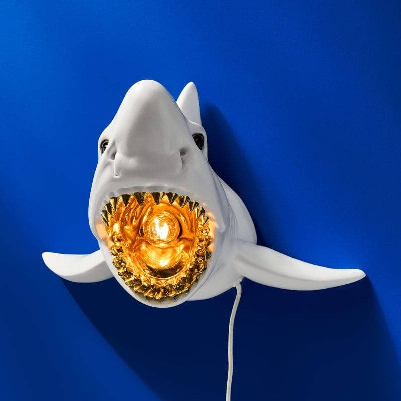 Applique Murale Requin Hai Sharky Shark Blanc/Or