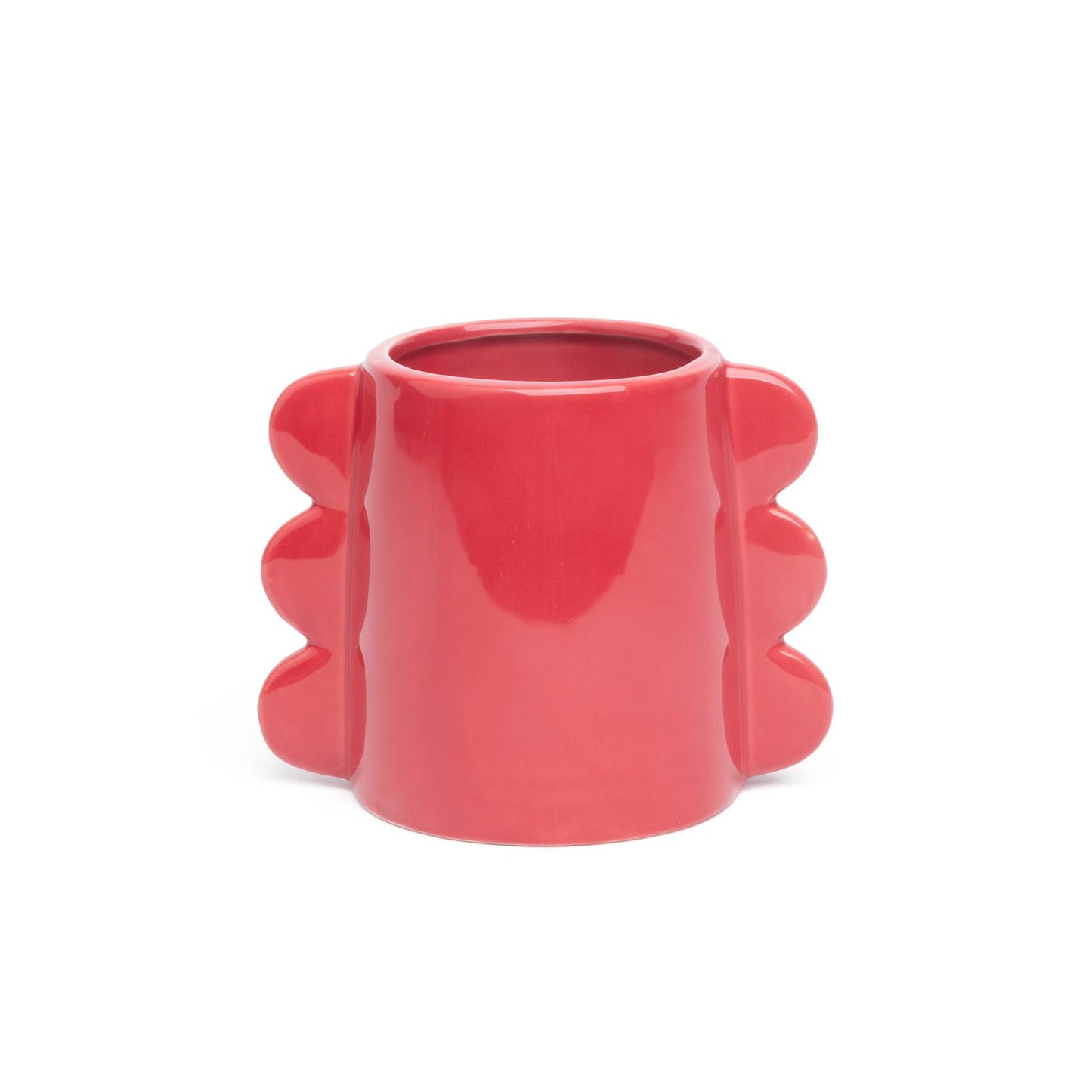 Vase Ondulations Rouge Moyen Peint à la Main Helio Ferretti Vue 1