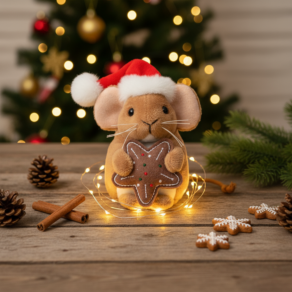 Christmas Mouse Plush with Cookie