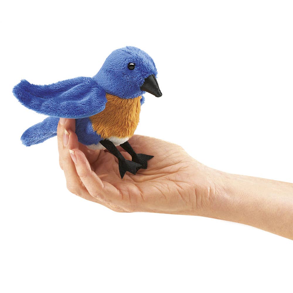 Marionnette à main Mini Hüttenhänger oiseau (bleu) 2755/ Mini Bluebird Folkmanis réaliste