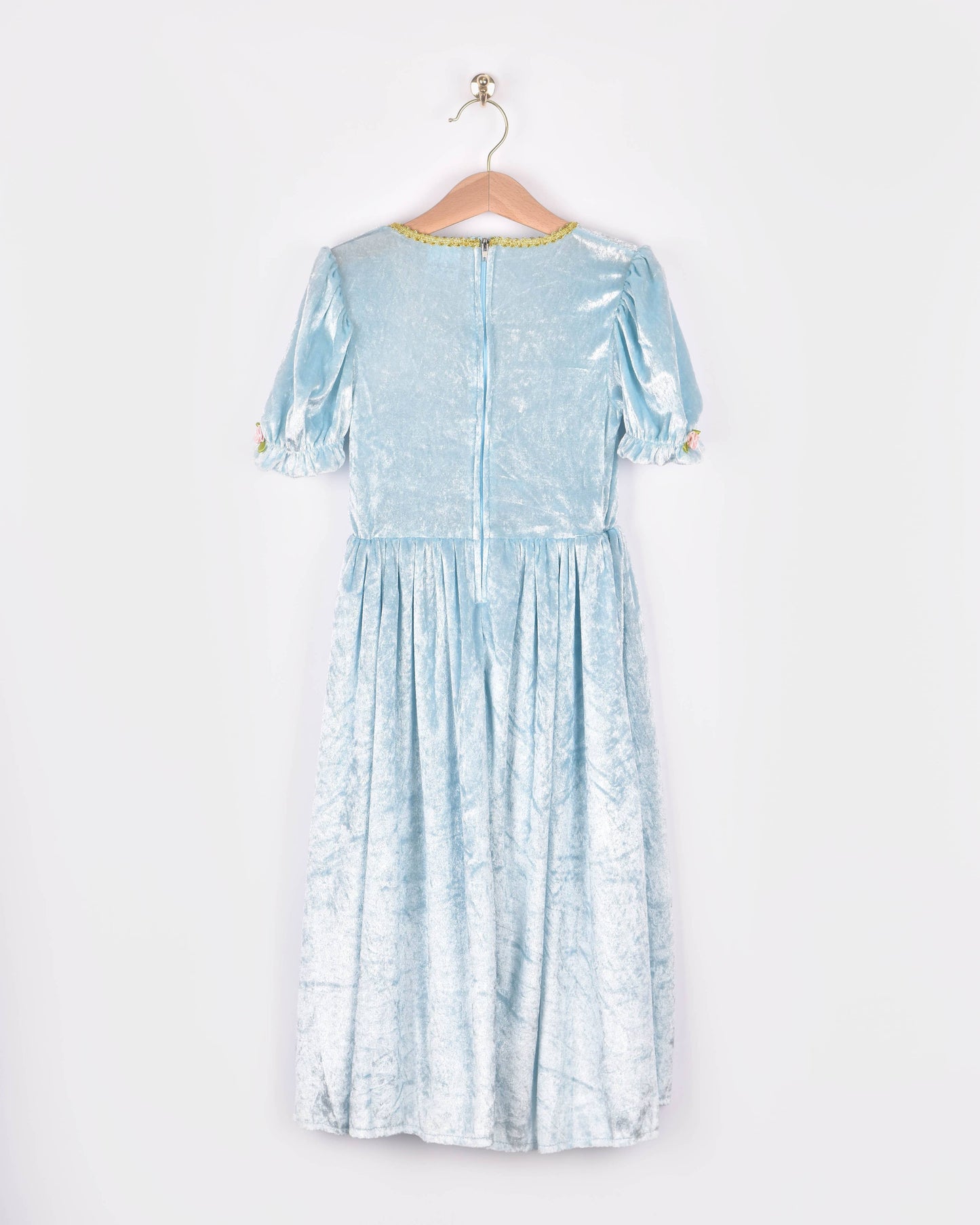 Robe de princesse en velours bleu clair 98-104 Cl 2-4 ans