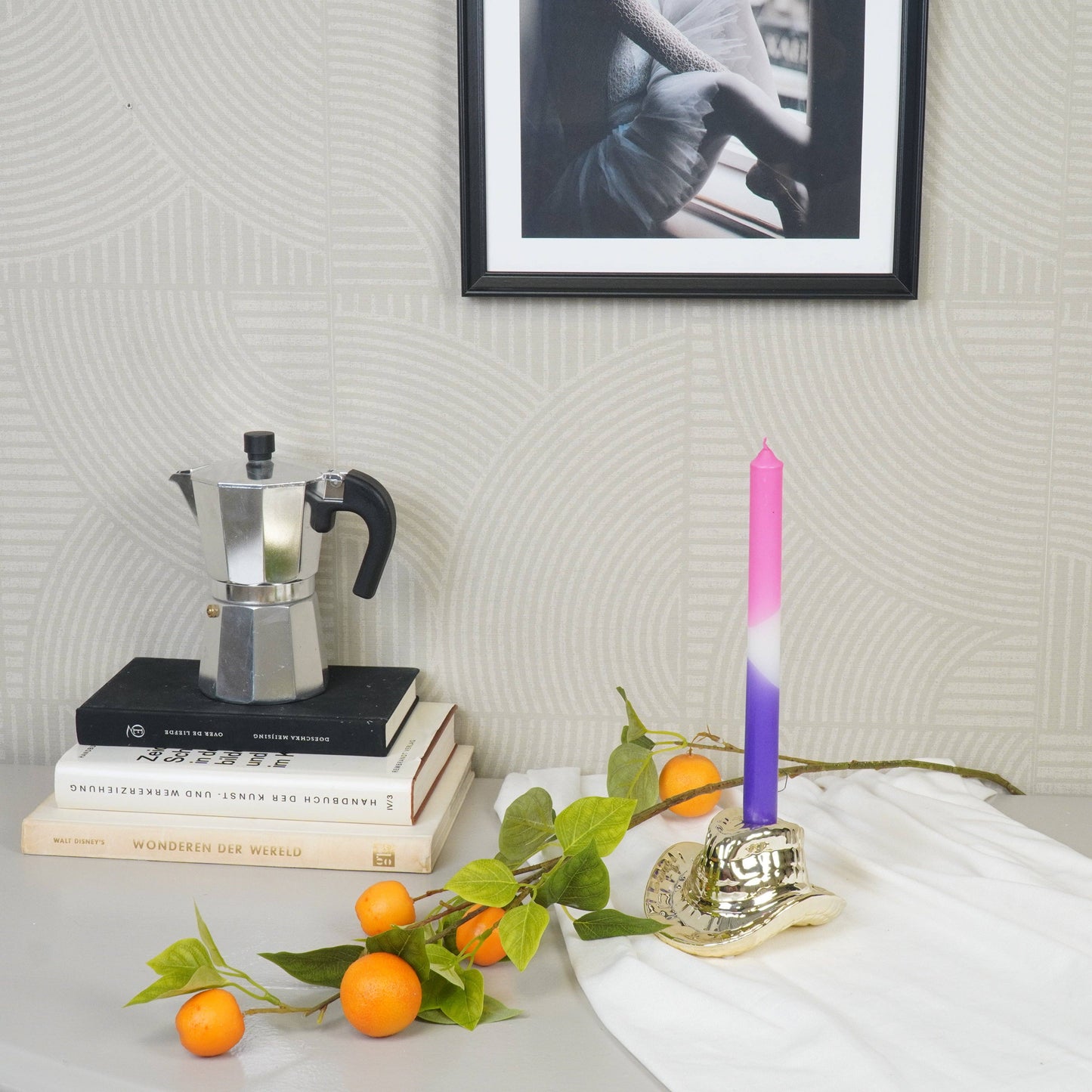 Candlestick - Cowboy Hat - Ceramic - Gold - 13.5x11x7 cm