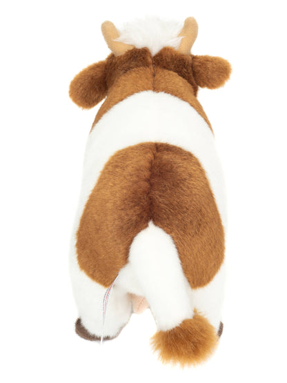 Brown and white cow plush toy