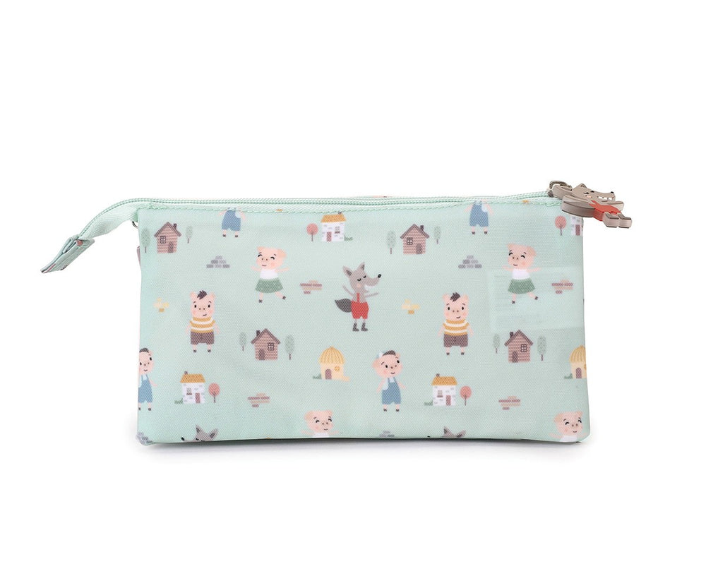 Trousse à Crayons 3 Compartiments Les Trois Petits Cochons