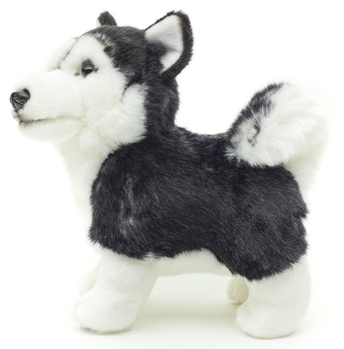 Standing black husky puppy plush