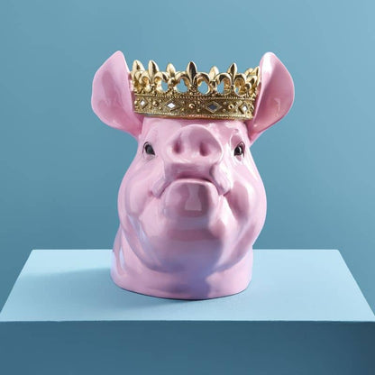 Porky Mr. Krone Money Box, Pink Poly, 34 x 24 x 28 cm