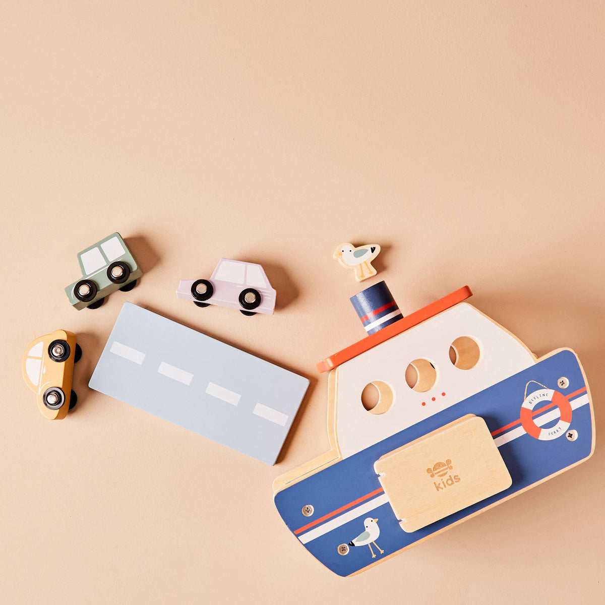 Wooden Ferry Play Set with FSC Certified Cars