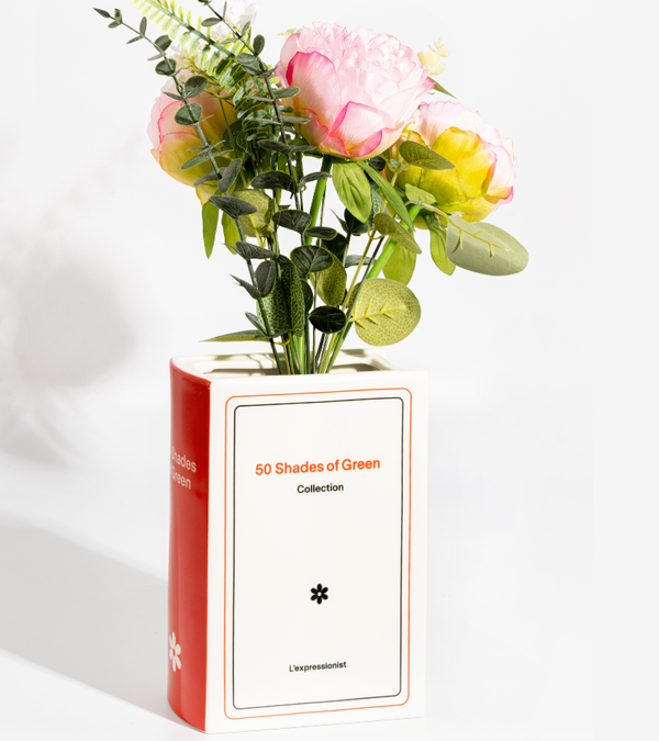 Book-Shaped Vase - 50 shades of green