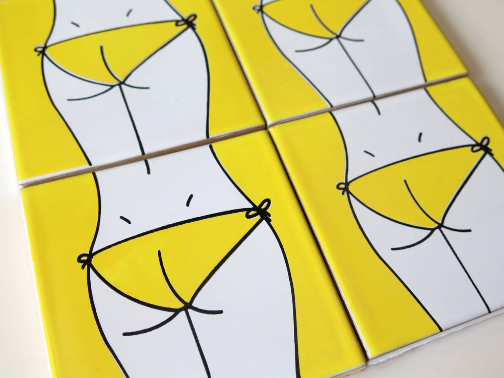 Keramische onderzetters met bikinidesign
