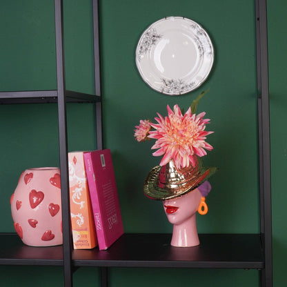 Flower vase - Cowboy hat vase - Gold - 19x16x23.5 cm