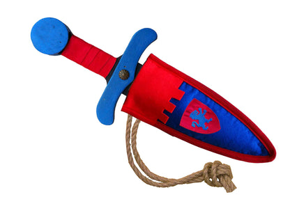 POIGNARD SOFTIK BLEU + POCHETTE LION - KALID MEDIEVAL