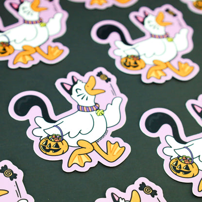 Duck in Cat Halloween Costume Sticker