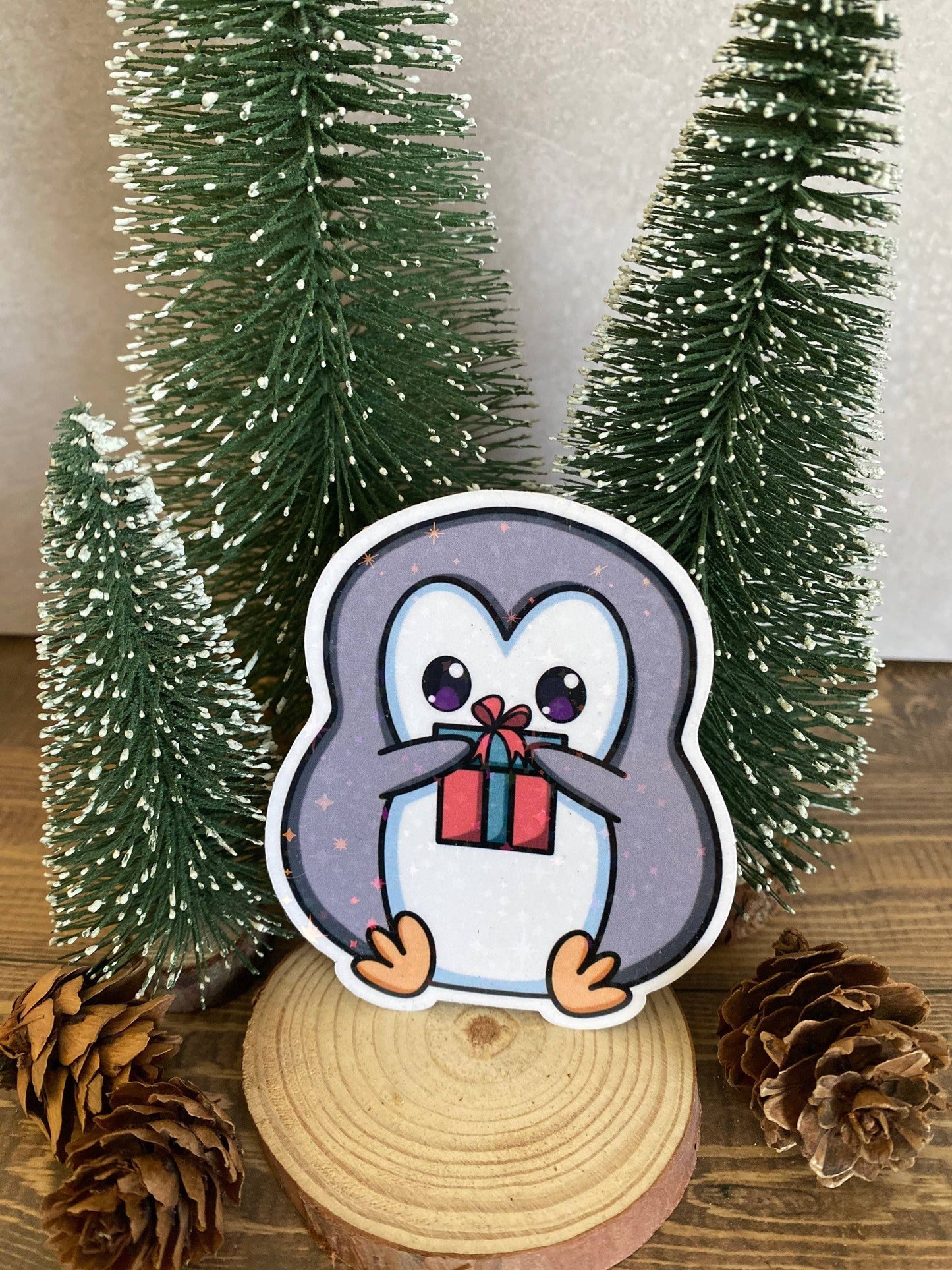 Sticker Pingouin Cadeau de Noël