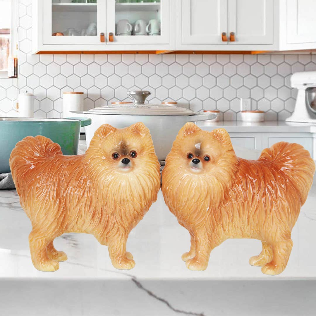 Set of Pomeranian salt and pepper shakers