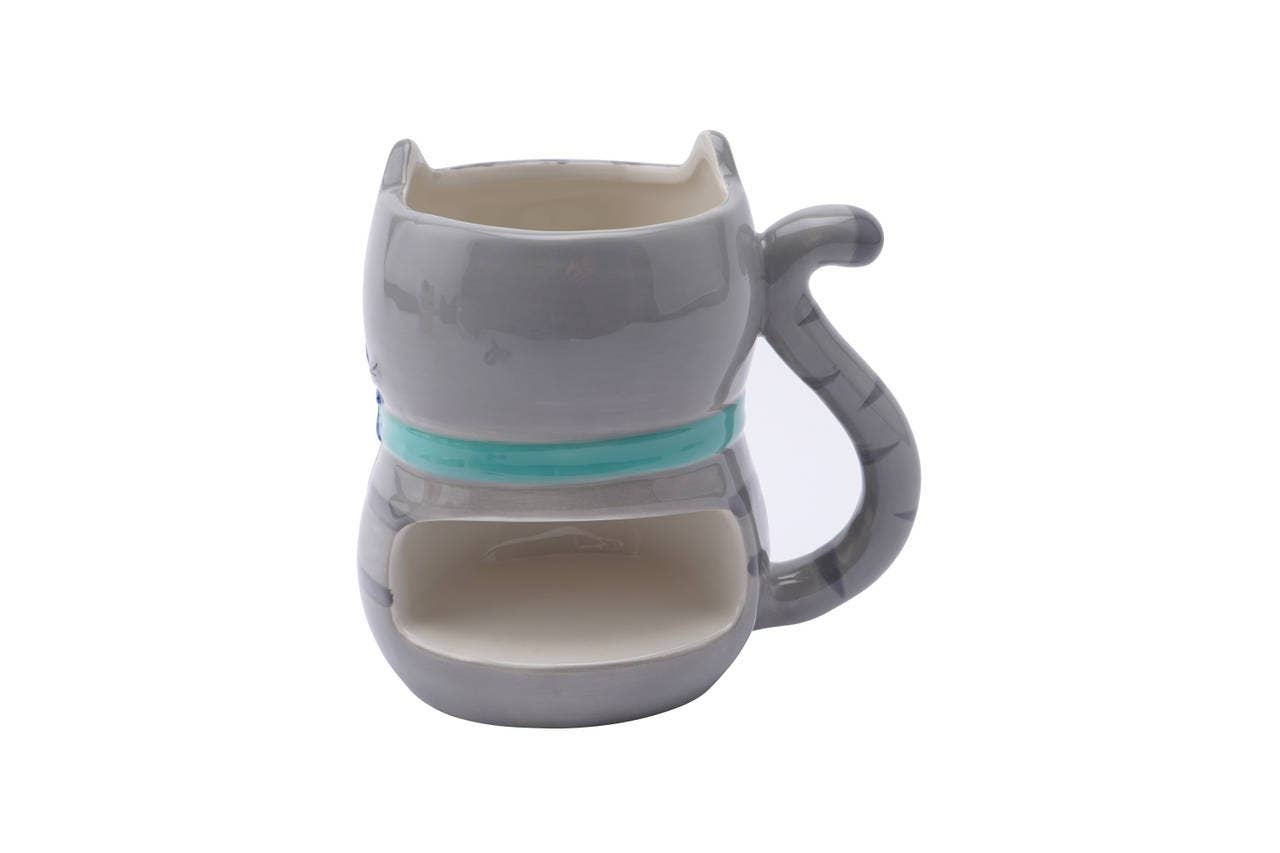 Mug 3D Chaton Gris avec Fleurs