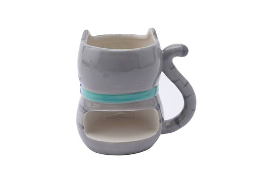 Mug 3D Chaton Gris avec Fleurs
