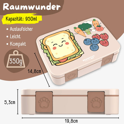 Brotdose mit Fächern, leicht & auslaufsicher -Sandwich braun