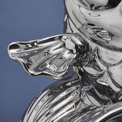 Blubb Vis Sculptuur/Vaas, zilverkleurig aardewerk