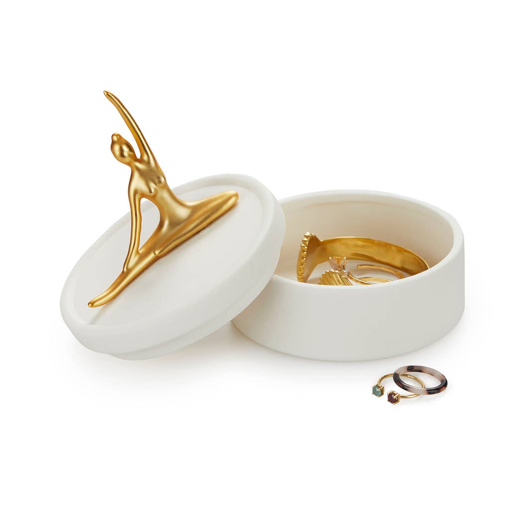 Sieradendoosje, ballerina, goud, porselein