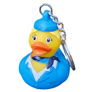 Blonde Flight Attendant Duck Keychain