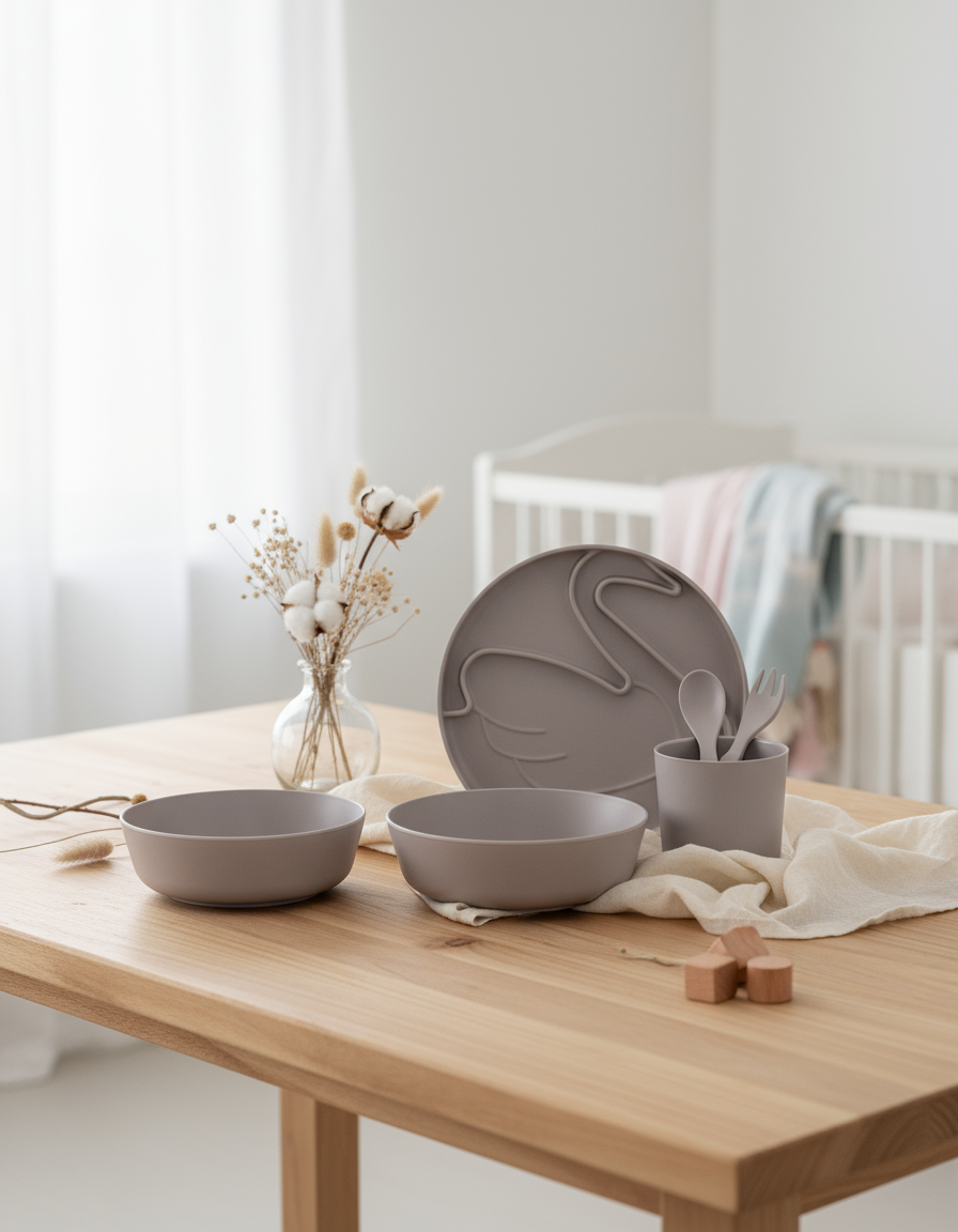 Kinderservies set met zwanenmotief 