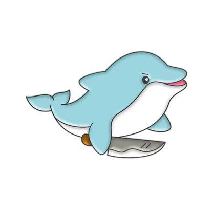 pins dauphin avec un couteau