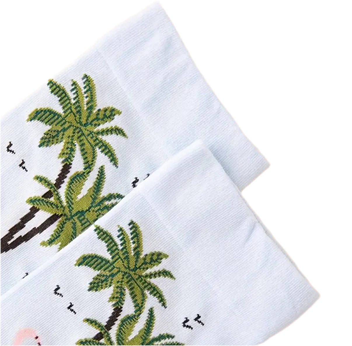 chaussettes flamants roses palmiers